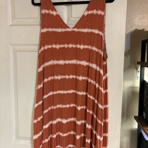 Maurices Coral and White Sleeveless Dress